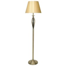 Antique Brass Open Metalwork Floor Lamp with Cream Shade Height 1600mm