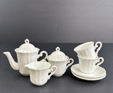 Vintage White Porcelain Miniature Child's Doll Tea Set 9 Pcs MADE IN JAPAN