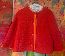 SALE Unusual Vtg 70s VANITY FAIR Orange Quilted Bed Jacket ORANGE Trim Sz S