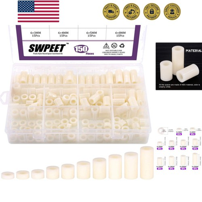 #ad #ad 150Pcs Nylon Round Spacer Standoff Screw Nut Assortment Kit Nylon PA66 Plast... $19.99
