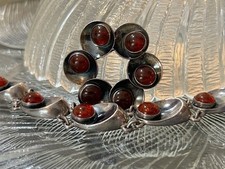 VTG Modernist Jewelry Denmark Niels Erik From Sterling Amber Bracelet & Pin LOT