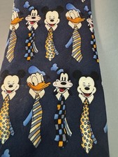 Necktie Walt Disney World Donald Goofy Mickey Men's 100 Percent Silk