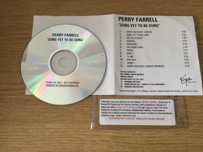 Promotional cd album - Perry Farrell ( Jane's Addiction)  Song Yet To Be Sung
