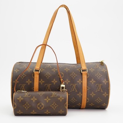Louis Vuitton Monogram Papillon 30 Hand Bag with Pouch Brown MB0033