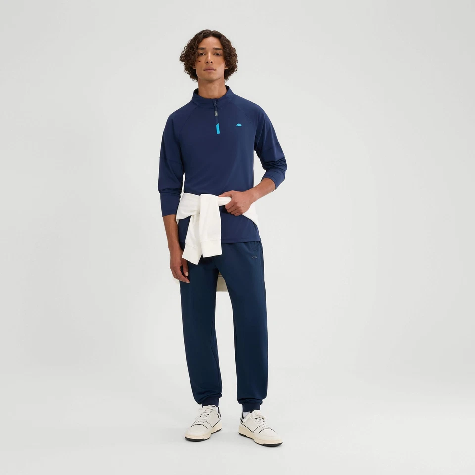 Top de música azul marino con cremallera en cuarto de manga larga Ellesse para hombre Foto 3 de 4