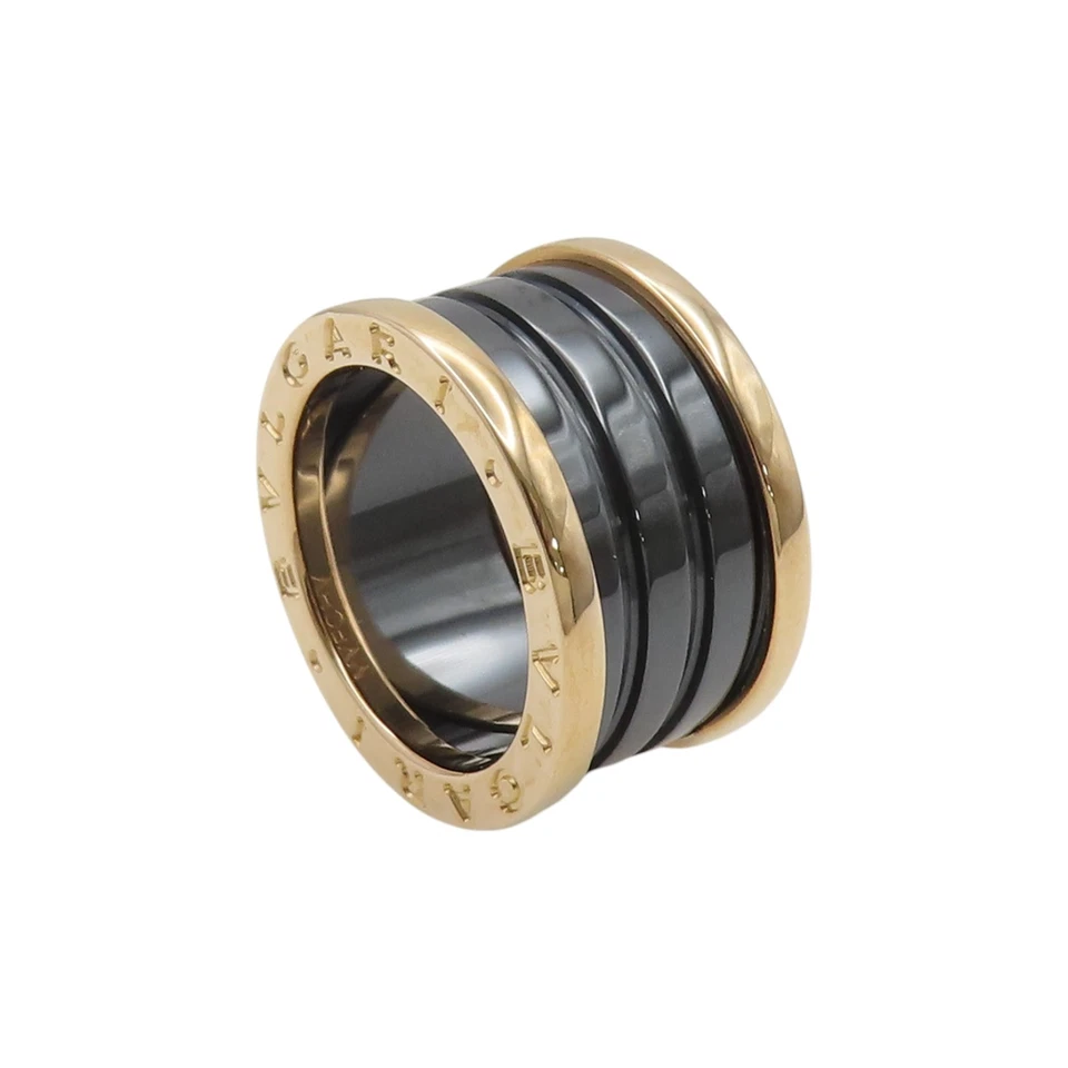 Anillo de cerámica BVLGARI B-zero1 oro rosa 18KPG negro usado unisex EE. UU. talla 5 Foto 2 de 4