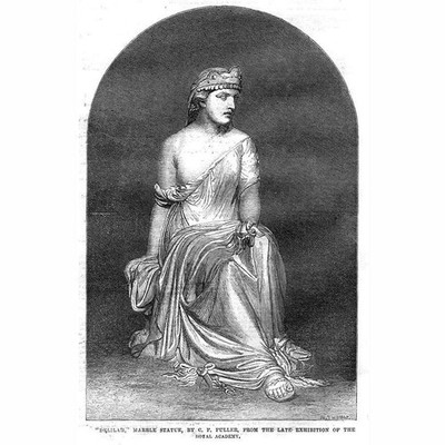 Marble Statue of Delilah by CF Fuller - Antique Print 1865
