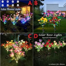 Solar Power Rose Flower With LED Light Outdoor Garden Landscape Yard Patio Decor