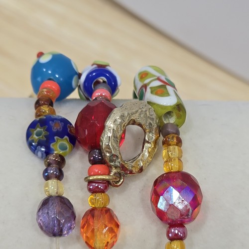 3 stapelbare RJ Graziano Multicolor Kunstwerk Glas Acryl Perlen Stretch Armbänder - Bild 10 von 15