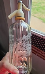 Vintage Clear Glass Douglass & Ramsey Seltzer Bottle Soda Siphon Bar Decor Rare