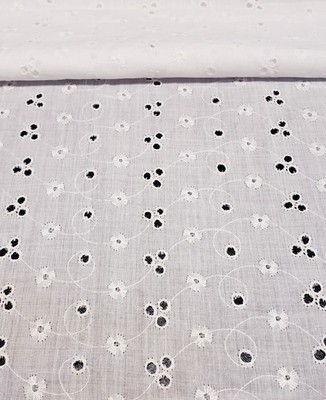 FABRIC TWO REMNANT EYELET Embroidered COTTON Different Pattern