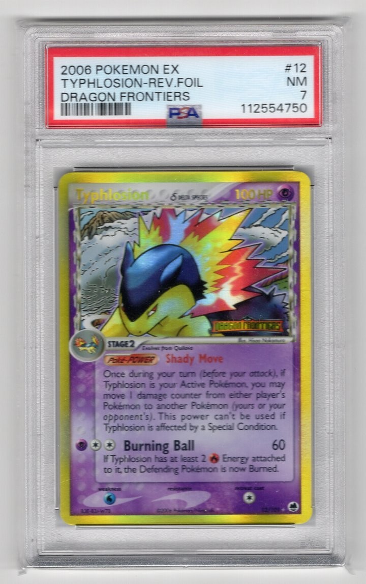 2006 POKEMON EX DRAGON FRONTIERS #12 TYPHLOSION-REVERSE FOIL PSA 7