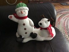 2004 Hallmark Jingle Pals Snowman Dog Animated Musical Plush Works Musical