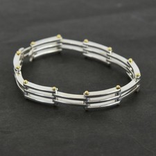 Tiffany & Co. Gate Link 925 Silver K18YG Length 20.5cm Bracelet Pre Owned B1218