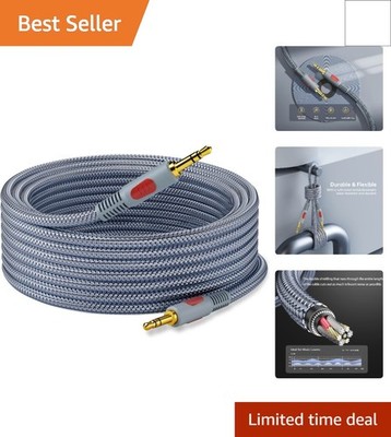 3.5mm Aux Audio Cable 30 ft, AUX Cord Braid 3.5mm to 3.5 mm Stereo Audio Cabl...
