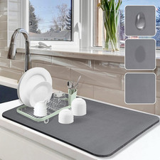 Dish Drying Mat for Kitchen Counter, 16"X24" Dish Drying Pad with Non-Slip Rubbe