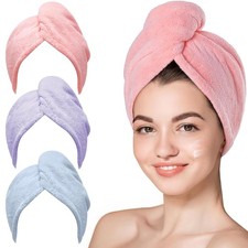 Microfiber Hair Towel 3 Packs Hair Turbans Wet Hair Drying Hair Wrap Towels