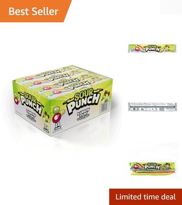 Straws, Rainbow Fruit Flavors, Chewy Sweet & Sour Candy, 2oz Tray 24 Pack