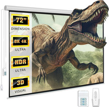 72-Inch Electric Projector Screen 4K HD Motorized Drop-Down with Remote
