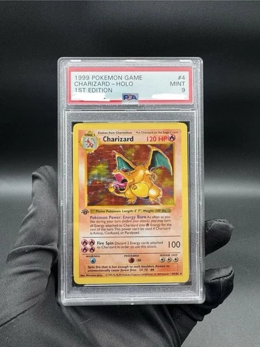 1999 POKEMON GAME 1ST ED #4 CHARIZARD-HOLO PSA 9