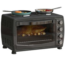 HOMCOM 36L Countertop Toaster Oven with 2 Hot Plates, Grill, Roast, Bake