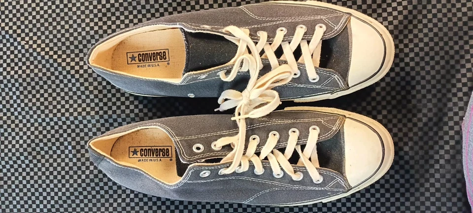 VINTAGE CHUCK TAYLOR CONVERSE 70s BLACK LABEL GRAY LOW TOP SZ 14 1/2 USA - Image 3 of 4