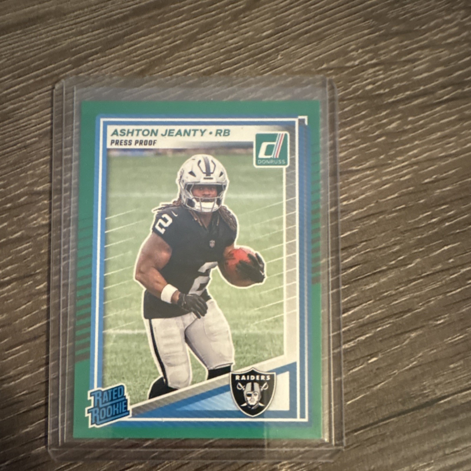 Panini Donruss 2025 Ashton Jeanty Rated Rookie #305 Press Proof Green Raiders