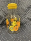 Vintage Pyrex 2 Qt Glass Juice Pitcher Carafe Orange Lemon #3520 With Yellow Lid