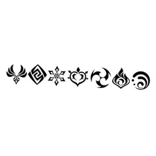 Genshin Impact in Game Archon Elements Vinyl Decal 2.2" in x 15" in Black