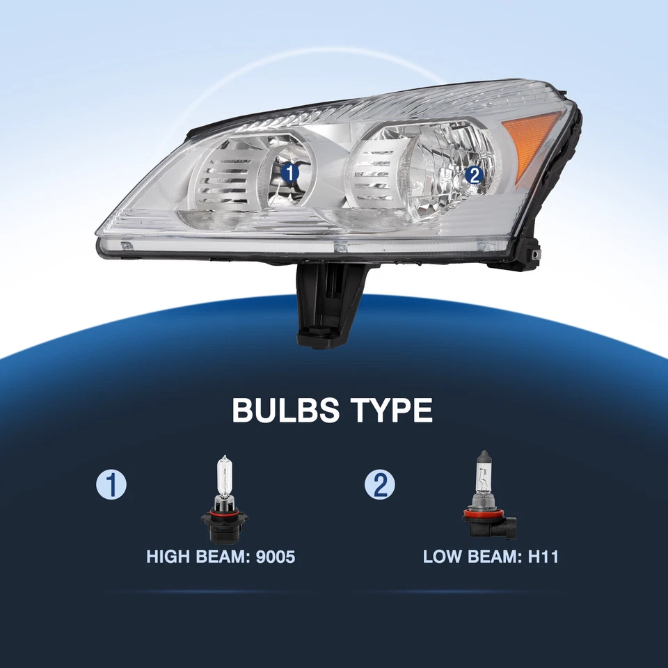 Faros halógenos cromados L+R para Chevy Traverse LS LT 2009-2012 con bombillas 09-12 Foto 3 de 4