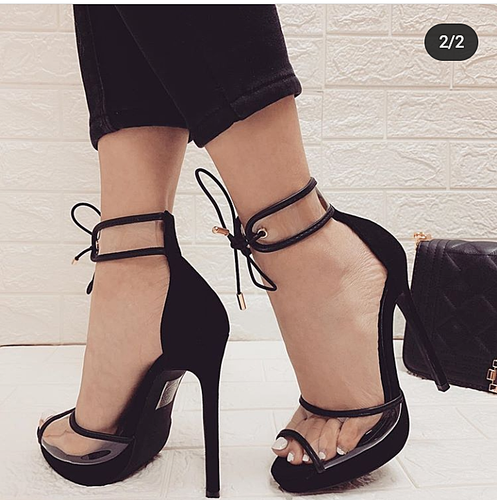 SCARPE Donna decoltè donna con plateau lacci cinturino trasparente decoltè  nere | eBay