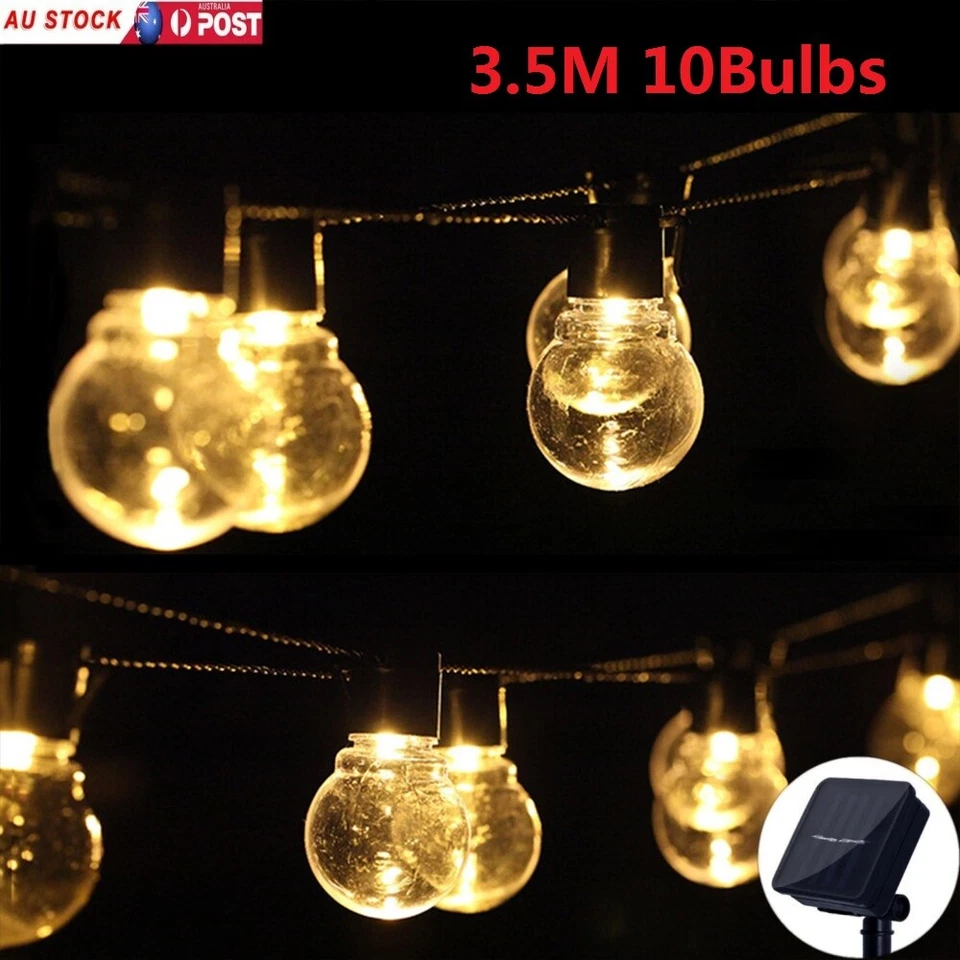 Retro Solar String Light Outdoor Garden LED Festoon Party Globe 20 Bulbs Lamp AU