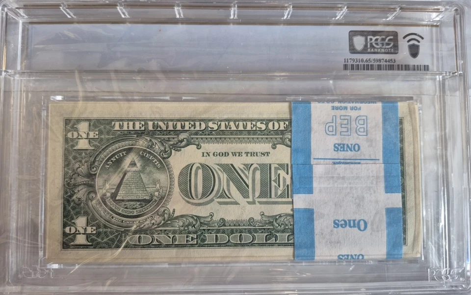 2021 Strap of 100 $1 Star Notes Dallas 65 PPQ Fancy Ser. # 04444501-600 - Image 2 of 2