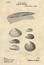 Vintage Clam Rake Shellfishing US Patent Art Print - Vintage Mussel Rake - 339