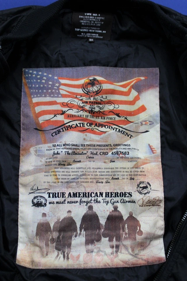 Top Gun® Official MA-1 Men's "Wings" Bomber Jacket with Patches Size 3XL Black - Image 4 of 4