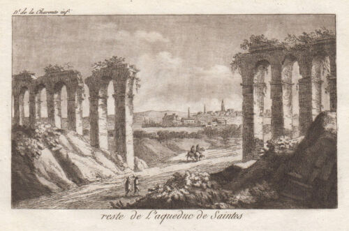 Saintes Charente-Maritime Originale Acquatinta Breton 1800 - Afbeelding 1 van 1