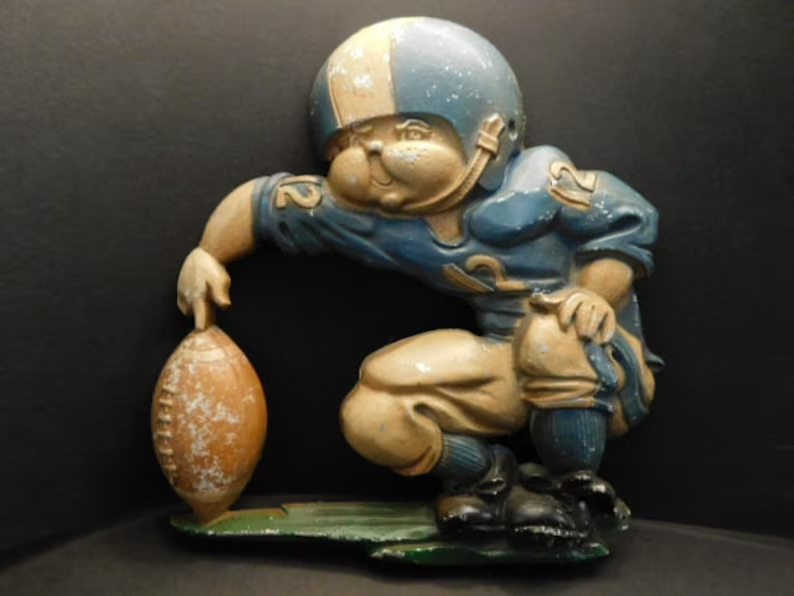 Metal Football Player Wall Hanging by HOMCO 1976 Football/Sports