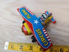 Vintage Tin Windup Flipping Circus Plane By Yonezawa Made In Japan Tin Toy Lot