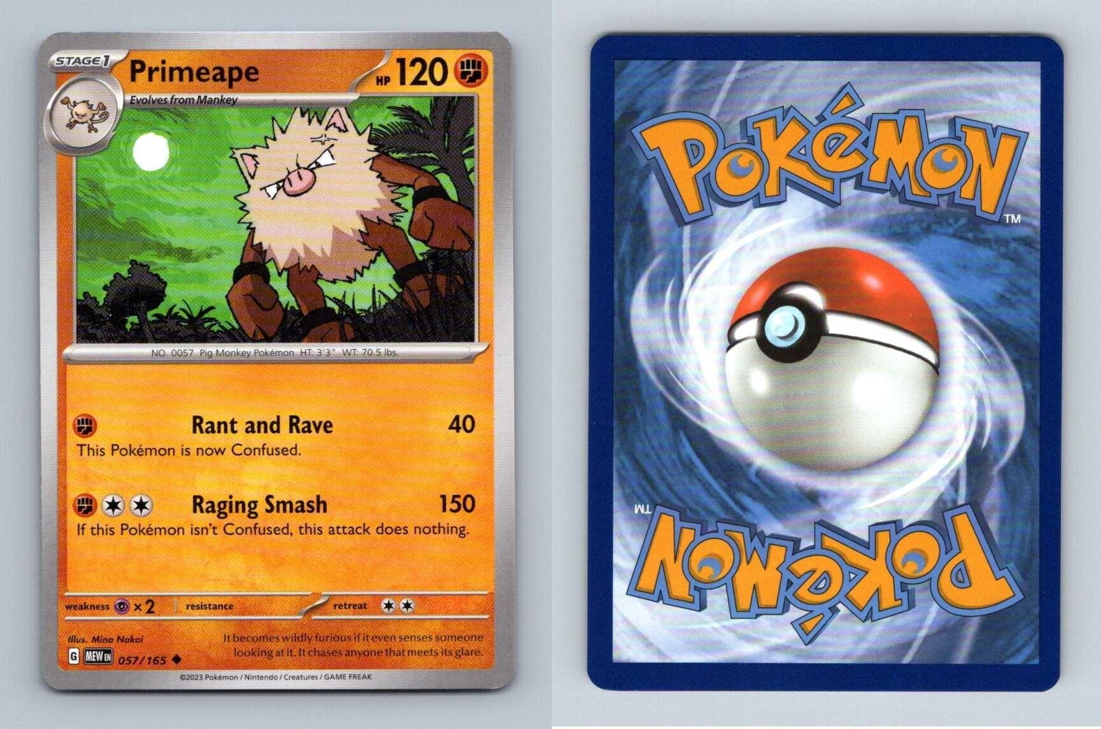 Primeape #57 Scarlet & Violet 151 Pokemon 2023 Uncommon TCG Card
