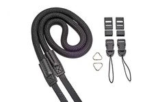 Fully Adjustable Nylon Rope Camera Strap With Quick Release  Split Rings Black