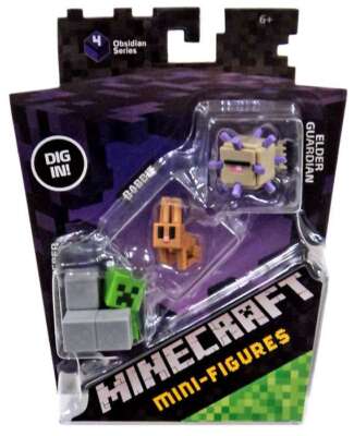 Obsidian Series 4 Elder Guardian, Rabbit & Sneaky Creeper Mini Figure 3-Pack