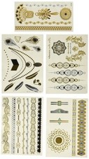 Metallic Temporary Flash Tattoos 5 - Henna Inspired Collection - Plus Unique B