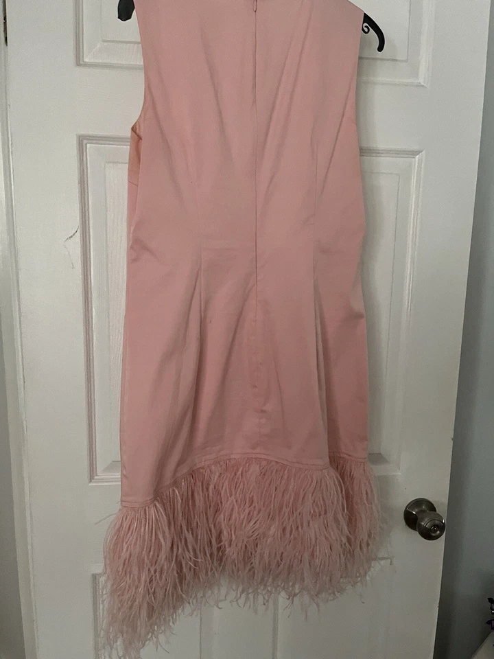Mardi Gras Pink Sheath Dress With Ostrich Feathers - Image 2 of 4