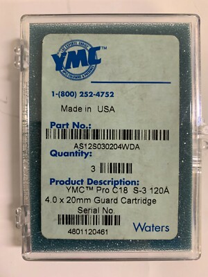 Waters YMC pro C18 S-3,120 Å.4.0 x 20mm Guard Cartridge AS12S030204WD. 3/pack