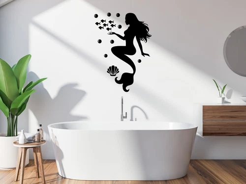 Mermaid Wall Sticker Home Decal Bedroom Quote Décor Bubbles Kids Fish Seashell - Picture 1 of 25