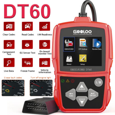 DT60 Automotive Engine OBD2 Scanner Code Reader Car Diagnostic Check Fault Code