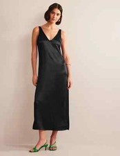 BODEN Satin Slip Maxi Dress Black £120 D0640 SIZE UK 14R EXCELLENT CONDITION D42