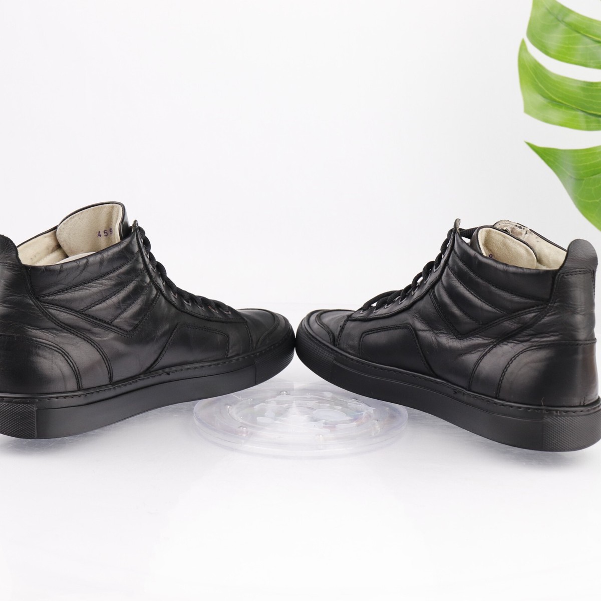 Del Toro Mens Sneaker Size 9 Black Leather Mid Top Casual 