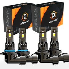 9005 9006 LED Headlights Kit Combo Bulbs 6500K High Low Beam Super White Bright