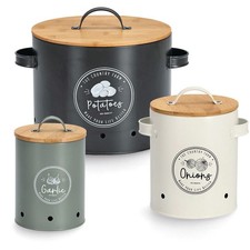 Vorrat Dose Knoblauch Kartoffel Zwiebel Metall Deckel Aufbewahrung Behälter